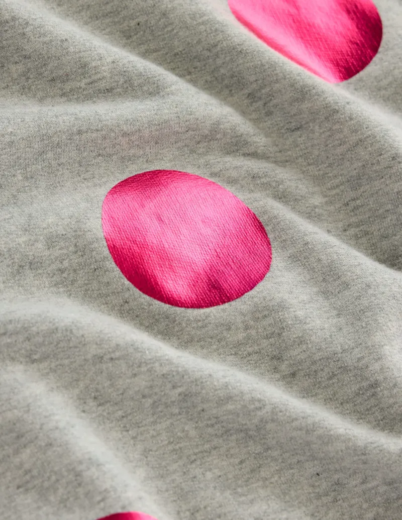 Oberteile | Nachtwäsche & Schlafanzüge | Boden Hannah Sweatshirt mit Print-Grau Meliert, Rosa Punkt GrauMeliert,RosaPunkt