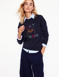 Oberteile | Nachtwäsche & Schlafanzüge | Boden Hannah Sweatshirt mit Stickerei-Marineblau, Konversation Marineblau,Konversation