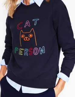 Oberteile | Nachtwäsche & Schlafanzüge | Boden Hannah Sweatshirt mit Stickerei-Marineblau, Konversation Marineblau,Konversation