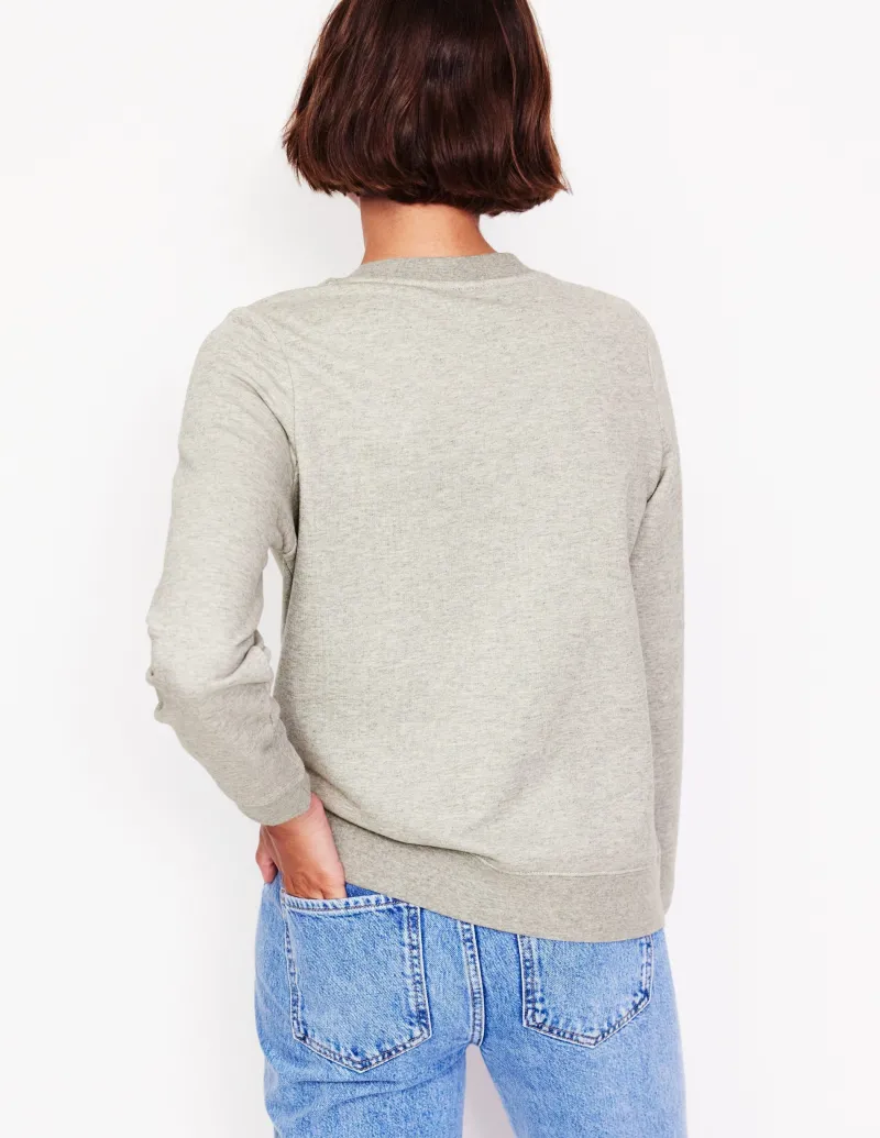 Oberteile | Nachtwäsche & Schlafanzüge | Boden Hannah Sweatshirt mit Stickerei-Grau Meliert, Hund Person GrauMeliert,HundPerson