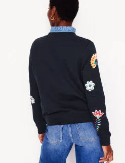 Oberteile | Nachtwäsche & Schlafanzüge | Boden Hannah Sweatshirt mit Stickerei-Marineblau, Konversation Marineblau,Konversation