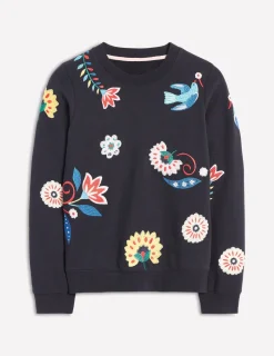 Oberteile | Nachtwäsche & Schlafanzüge | Boden Hannah Sweatshirt mit Stickerei-Marineblau, Konversation Marineblau,Konversation