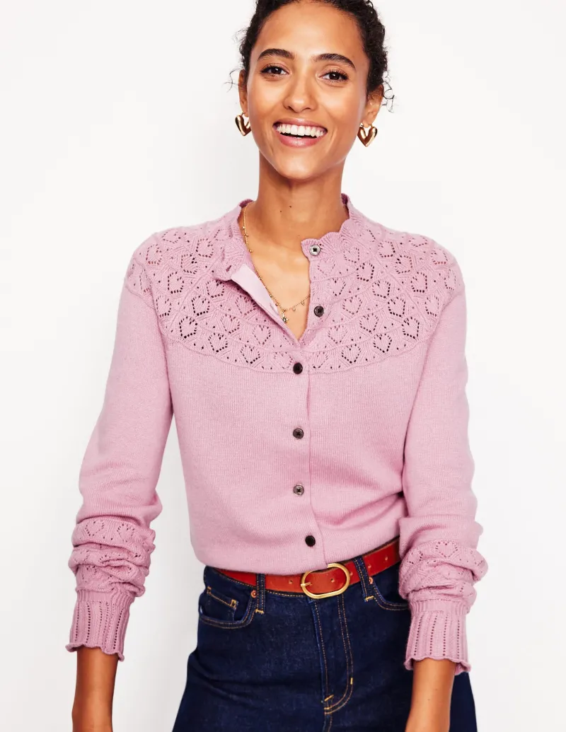 Pullover & Strickjacken | Boden Hübsche Raglan-Strickjacke-Sanftes Lavendelrosa SanftesLavendelrosa