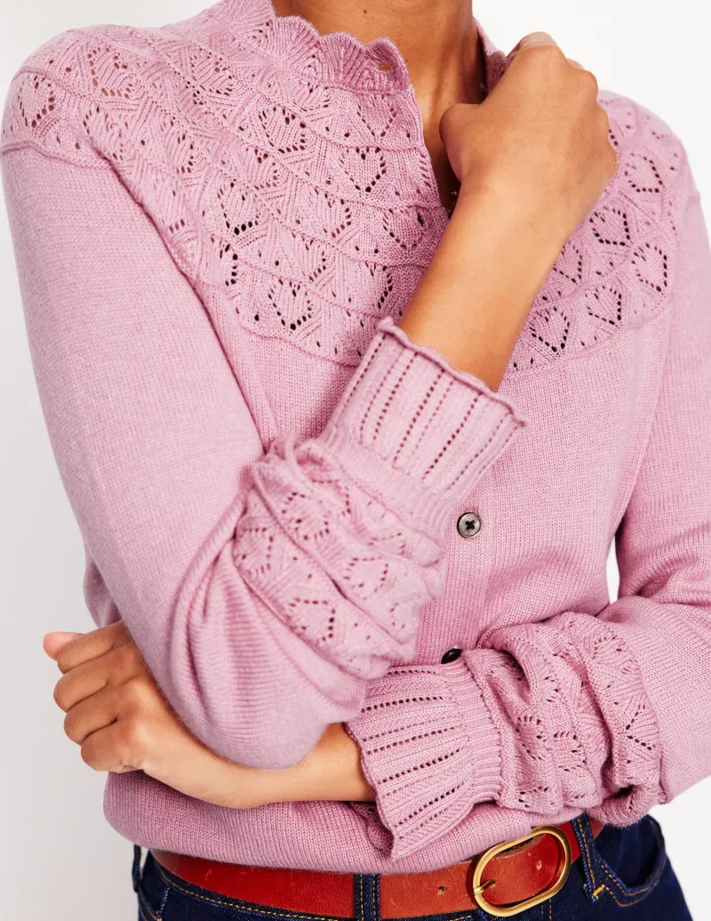 Pullover & Strickjacken | Boden Hübsche Raglan-Strickjacke-Sanftes Lavendelrosa SanftesLavendelrosa