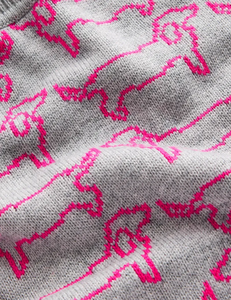 Pullover & Strickjacken | Boden Heather Jacquard-Pullover-Grau Meliert, Rosa Dackel GrauMeliert,RosaDackel