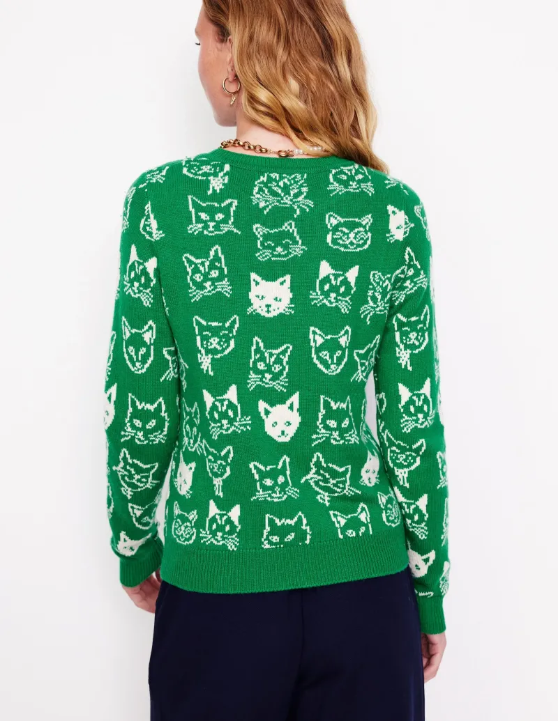 Pullover & Strickjacken | Boden Heather Jacquard-Pullover-Sattes Smaragdgrün, Katzen SattesSmaragdgrün,Katzen