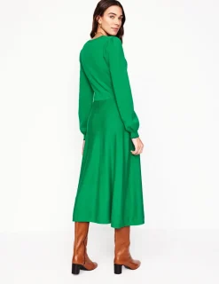 Kleider & Jumpsuits | Knielang | Boden Henley-Strickkleid mit Muschelsaum-Grünes Tamburin GrünesTamburin