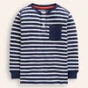 Oberteile & T-shirts | Boden Henley-T-Shirt mit Waffelmuster-Schuluniform-Marineblau und Naturweiß gestreift Schuluniform-MarineblauundNaturweißgestreift