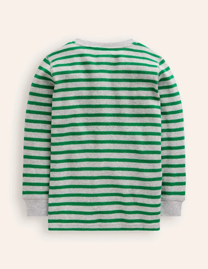 Oberteile & T-shirts | Boden Henley-T-Shirt mit Waffelmuster-Hochlandgrün und Grau Meliert HochlandgrünundGrauMeliert