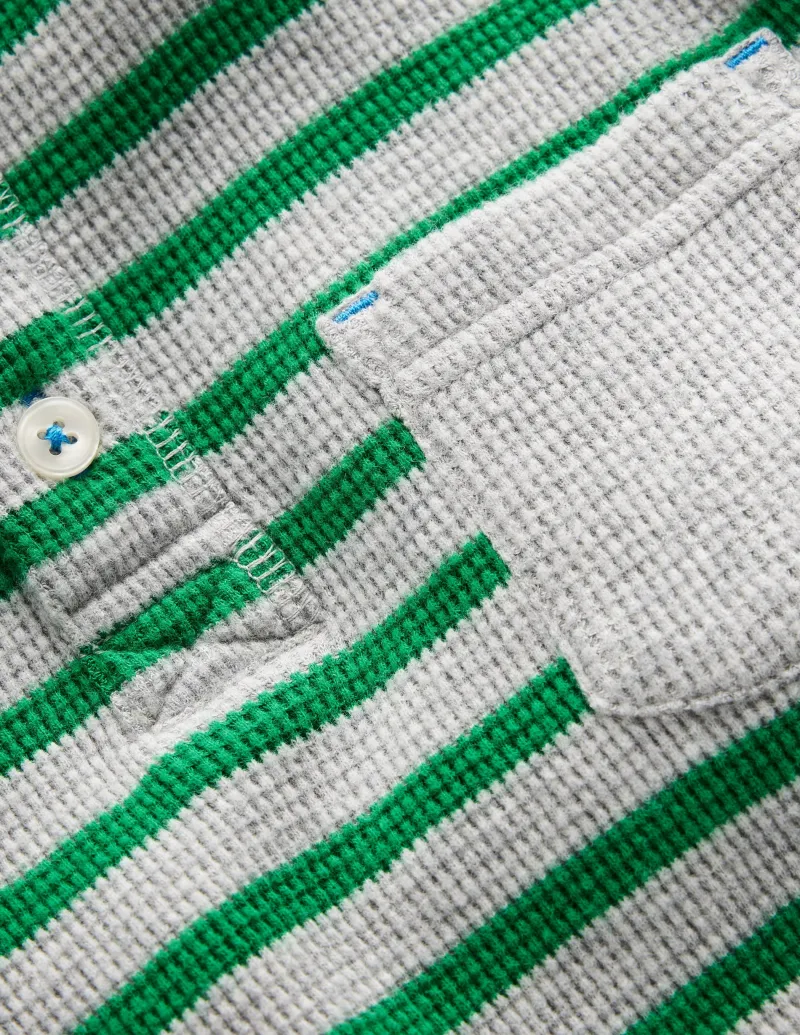 Oberteile & T-shirts | Boden Henley-T-Shirt mit Waffelmuster-Hochlandgrün und Grau Meliert HochlandgrünundGrauMeliert