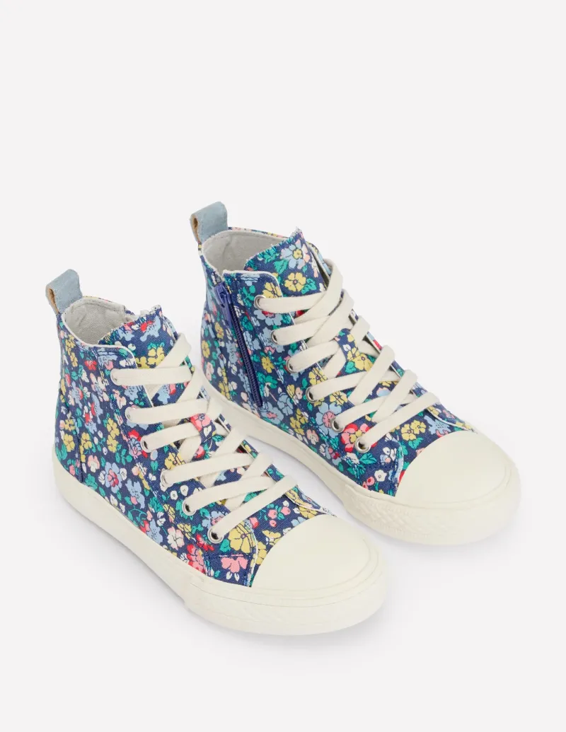Schuhe, Turnschuhe & Sandalen | Boden Hochgeschnittene Canvas-Sneaker-Saphirblau Blumenmuster SaphirblauBlumenmuster