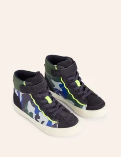 Schuhe, Turnschuhe & Sandalen | Boden Hochgeschnittene Sneaker aus Leder-Eisvogelblau Tarnmuster EisvogelblauTarnmuster