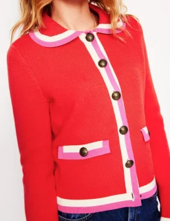 Pullover & Strickjacken | Boden Holly Strickjacke mit Kragen- Erbeerkuchenrot