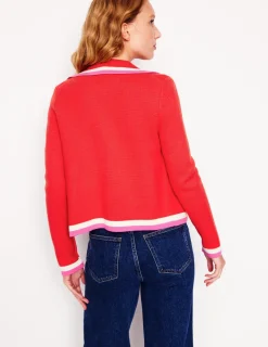 Pullover & Strickjacken | Boden Holly Strickjacke mit Kragen- Erbeerkuchenrot