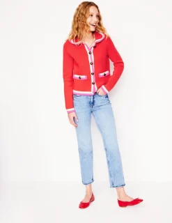 Pullover & Strickjacken | Boden Holly Strickjacke mit Kragen- Erbeerkuchenrot