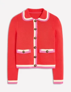 Pullover & Strickjacken | Boden Holly Strickjacke mit Kragen- Erbeerkuchenrot