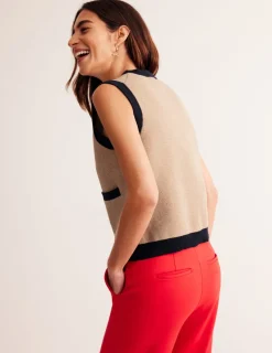 Pullover & Strickjacken | Boden Holly Strickweste-Camel Meliert CamelMeliert