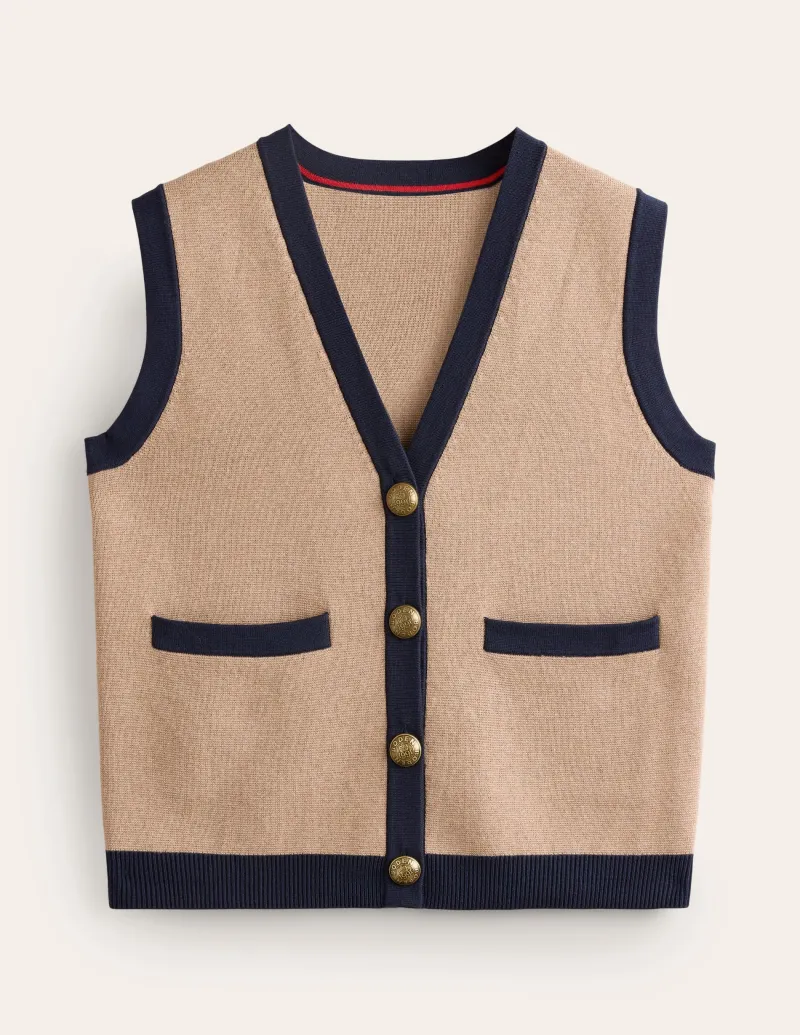 Pullover & Strickjacken | Boden Holly Strickweste-Camel Meliert CamelMeliert