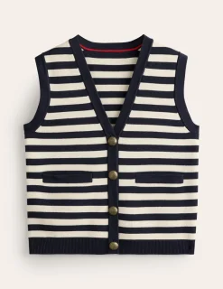 Pullover & Strickjacken | Boden Holly Strickweste-Marineblau und Naturweiß Gestreift MarineblauundNaturweißGestreift