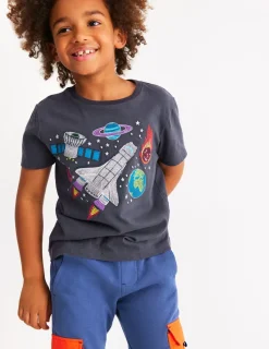 Oberteile & T-shirts | Boden Im Dunkeln leuchtendes T-Shirt mit Superstitch-Roboterblau Weltraum RoboterblauWeltraum