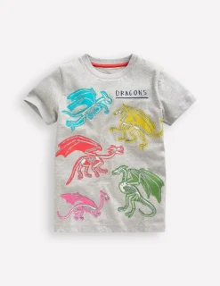 Oberteile & T-shirts | Boden In Dunkeln leuchtendes T-Shirt-Grau meliert Drachen GraumeliertDrachen