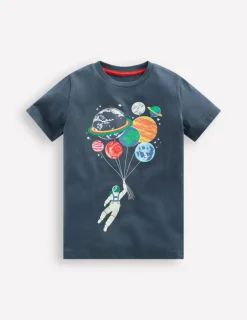 Oberteile & T-shirts | Boden In Dunkeln leuchtendes T-Shirt-Roboter-Blau Raumfahrer Planeten Roboter-BlauRaumfahrerPlaneten