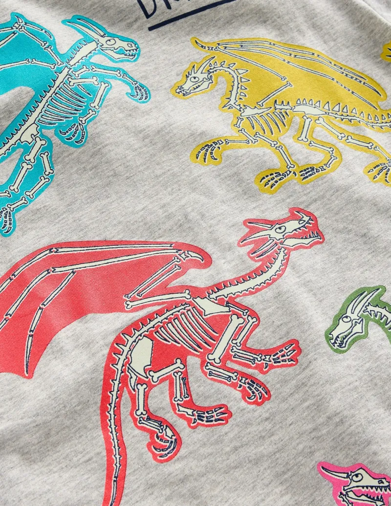 Oberteile & T-shirts | Boden In Dunkeln leuchtendes T-Shirt-Grau meliert Drachen GraumeliertDrachen