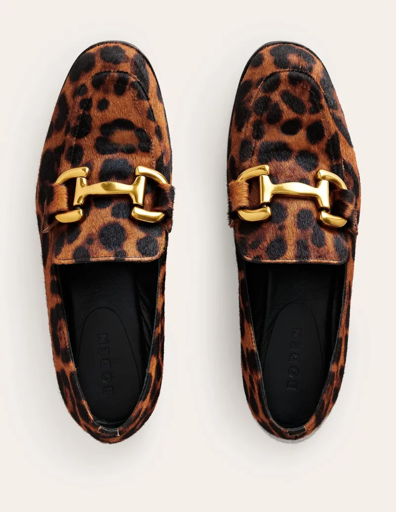 Flache Schuhe | Loafer | Boden Iris Loafer mit Trensendetail-Mohair, Leopardenmuster Mohair,Leopardenmuster