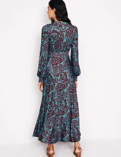 Kleider & Jumpsuits | Kleider In Petite | Boden Ivy Gesmoktes Midikleid-Blaues Gras, Paisley-Kaskade BlauesGras,Paisley-Kaskade