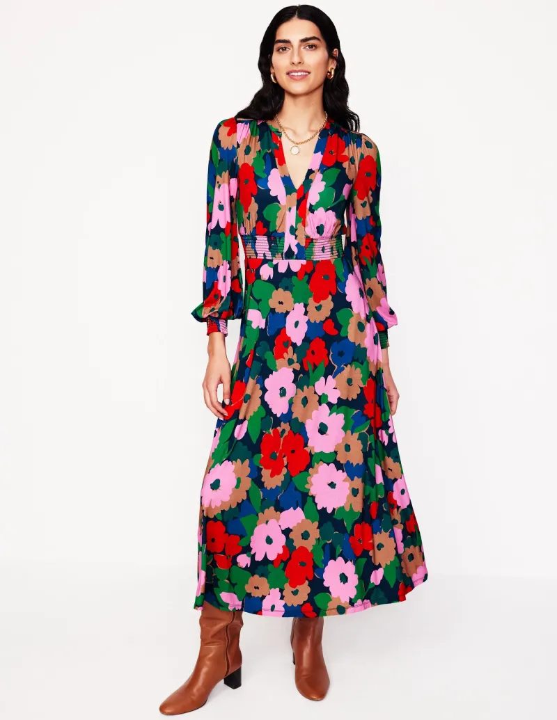 Kleider & Jumpsuits | Kleider In Petite | Boden Ivy Gesmoktes Midikleid-Bunt, Malerische Wiese Bunt,MalerischeWiese