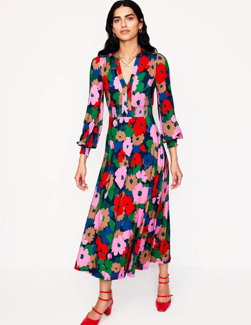 Kleider & Jumpsuits | Kleider In Petite | Boden Ivy Gesmoktes Midikleid-Bunt, Malerische Wiese Bunt,MalerischeWiese