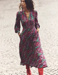 Kleider & Jumpsuits | Kleider In Petite | Boden Ivy Gesmoktes Midikleid-Bunt, Illustriertes Paisleymuster Bunt,IllustriertesPaisleymuster