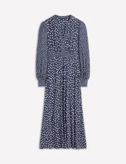Kleider & Jumpsuits | Midi | Boden Ivy Gesmoktes Midikleid-College Marine, abstrakte Punkte CollegeMarine,abstraktePunkte