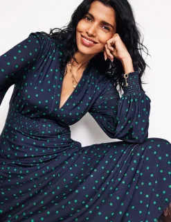 Kleider & Jumpsuits | Kleider In Petite | Boden Ivy Gesmoktes Midikleid-Marineblau, Einzelne Punkte Marineblau,EinzelnePunkte