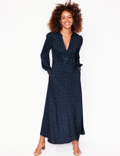 Kleider & Jumpsuits | Kleider In Petite | Boden Ivy Gesmoktes Midikleid-Marineblau, Einzelne Punkte Marineblau,EinzelnePunkte