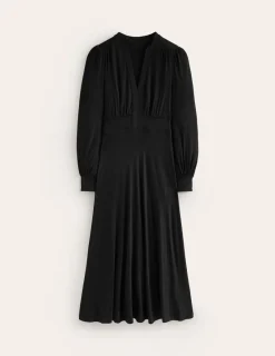 Kleider & Jumpsuits | Kleider In Petite | Boden Ivy Gesmoktes Midikleid- Schwarz