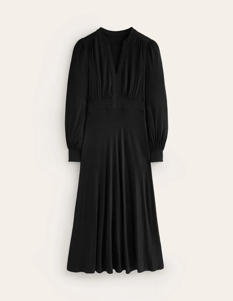 Kleider & Jumpsuits | Kleider In Petite | Boden Ivy Gesmoktes Midikleid- Schwarz