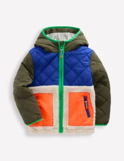 Mäntel & Jacken | Boden Jacke aus Teddyfell-Mix-Khaki, Blockfarben Khaki,Blockfarben