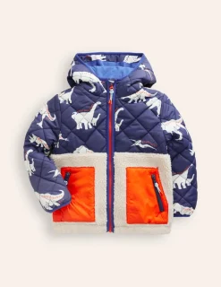 Mäntel & Jacken | Boden Jacke aus Teddyfell-Mix-Schuluniform-Marineblau Dino/Teddyfell Schuluniform-MarineblauDino/Teddyfell