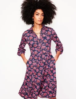 Kleider & Jumpsuits | Kleider In Petite | Boden Jemima Gestuftes Jerseykleid-Marineblau, Blümchen Kaskade Marineblau,BlümchenKaskade