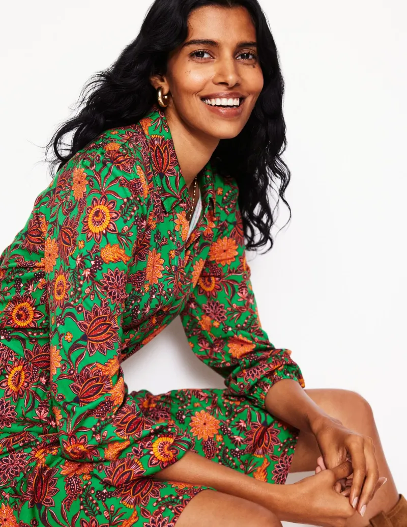 Kleider & Jumpsuits | Kleider In Petite | Boden Jemima Gestuftes Jerseykleid-Sattes Smaragdgrün, dekorative Knospe SattesSmaragdgrün,dekorativeKnospe