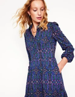 Kleider & Jumpsuits | Kleider In Petite | Boden Jemima Gestuftes Jerseykleid-Marineblau, Paisley-Knospen-Variation Marineblau,Paisley-Knospen-Variation