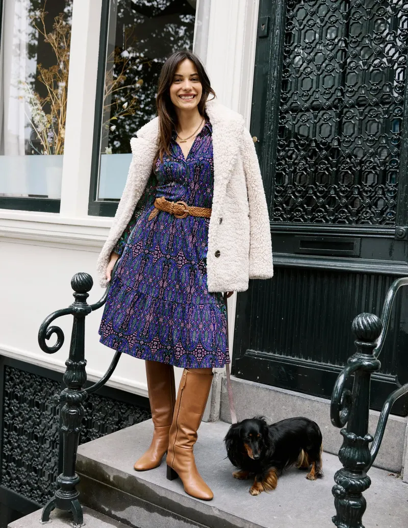 Kleider & Jumpsuits | Kleider In Petite | Boden Jemima Gestuftes Jerseykleid-Marineblau, Paisley-Knospen-Variation Marineblau,Paisley-Knospen-Variation