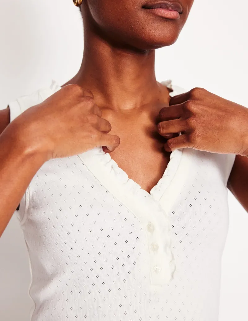 Nachtwäsche & Schlafanzüge | Boden Jersey Henley-Schlafanzugoberteil-Ivory and Navy Spot IvoryandNavySpot