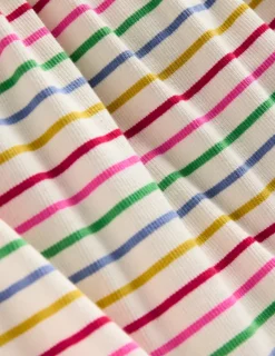 Kleider | Boden Jerseykleid aus Rippstrick mit Rüschen-Blitzblau/Bunt, Gestreift Blitzblau/Bunt,Gestreift