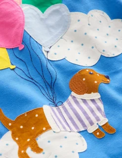 Tuniken | Oberteile & T-shirts | Boden Jersey-Tunika mit Applikationen-Pfauenfederblau Hund PfauenfederblauHund
