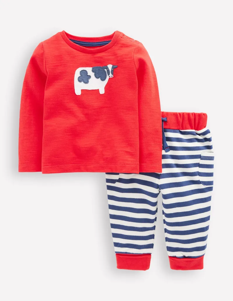 Strampler & Spielanzüge | Boden Jungen-Set mit Taschen-Mohnblumenrot Kuh MohnblumenrotKuh