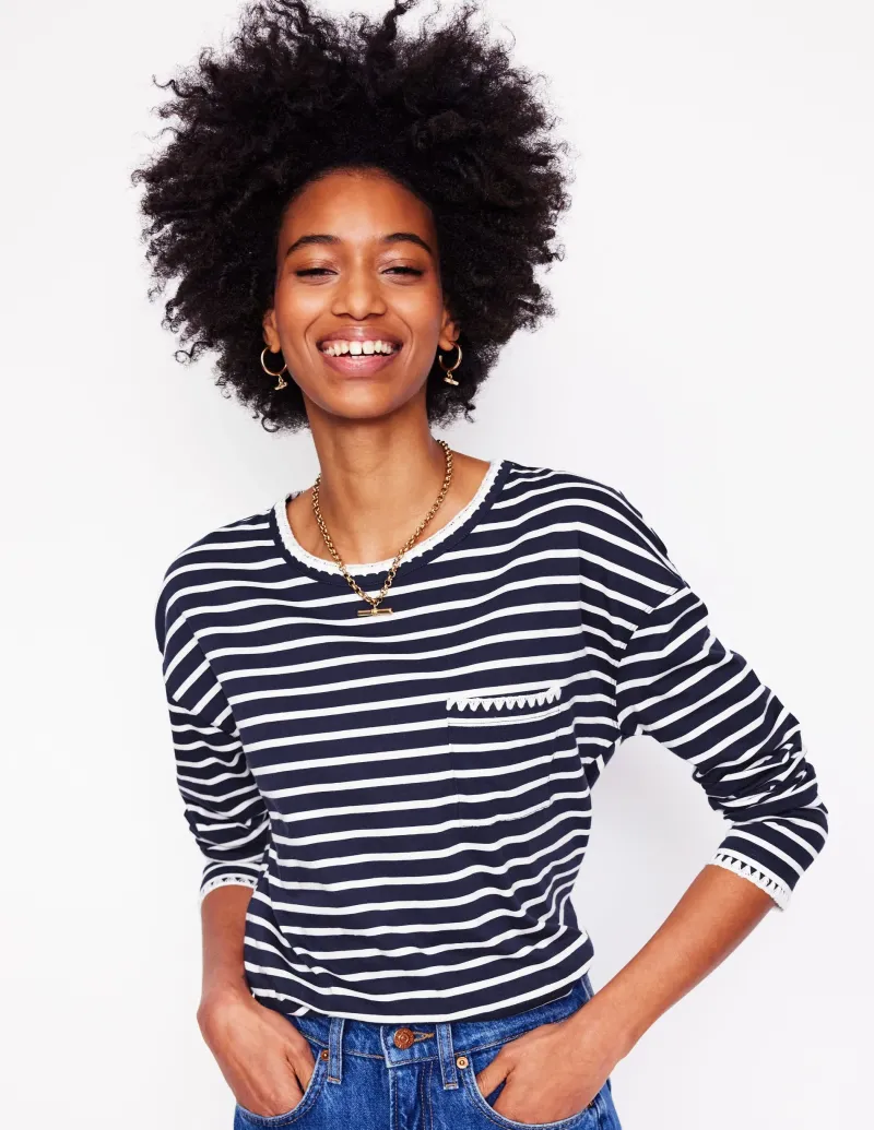 T-shirts & Tops | Oberteile | Boden Kastiges Oberteil mit Deckenstich-Marineblau, Naturweiß Marineblau,Naturweiß