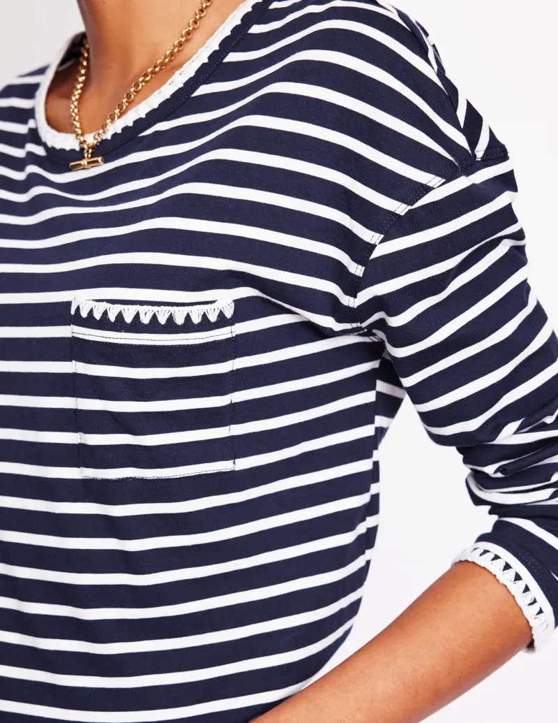 T-shirts & Tops | Oberteile | Boden Kastiges Oberteil mit Deckenstich-Marineblau, Naturweiß Marineblau,Naturweiß