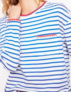 T-shirts & Tops | Oberteile | Boden Kastiges Oberteil mit Deckenstich-Naturweiß, Galerie-Blau Naturweiß,Galerie-Blau
